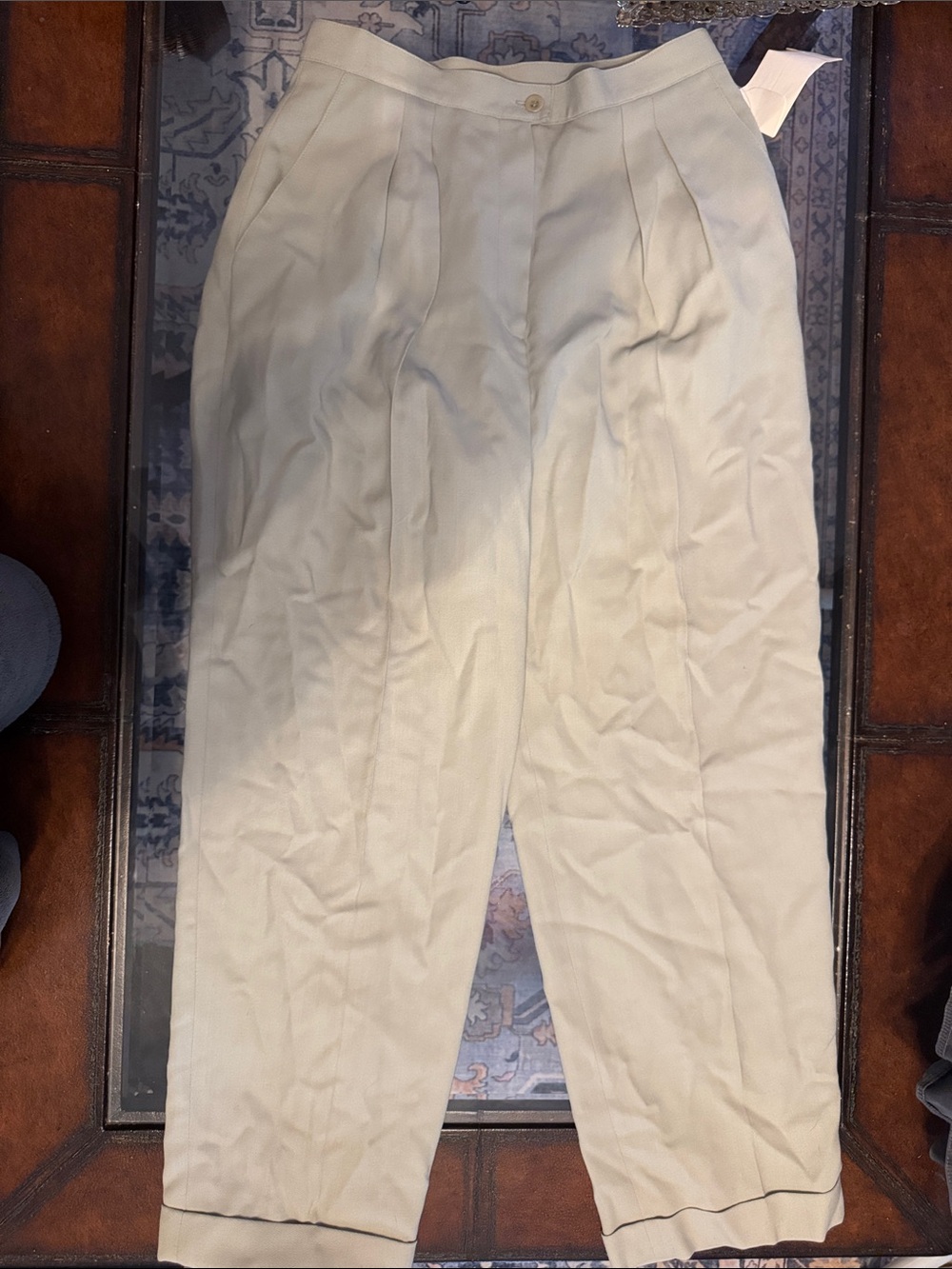 Jones New York Men's Cream Pleated Chinos